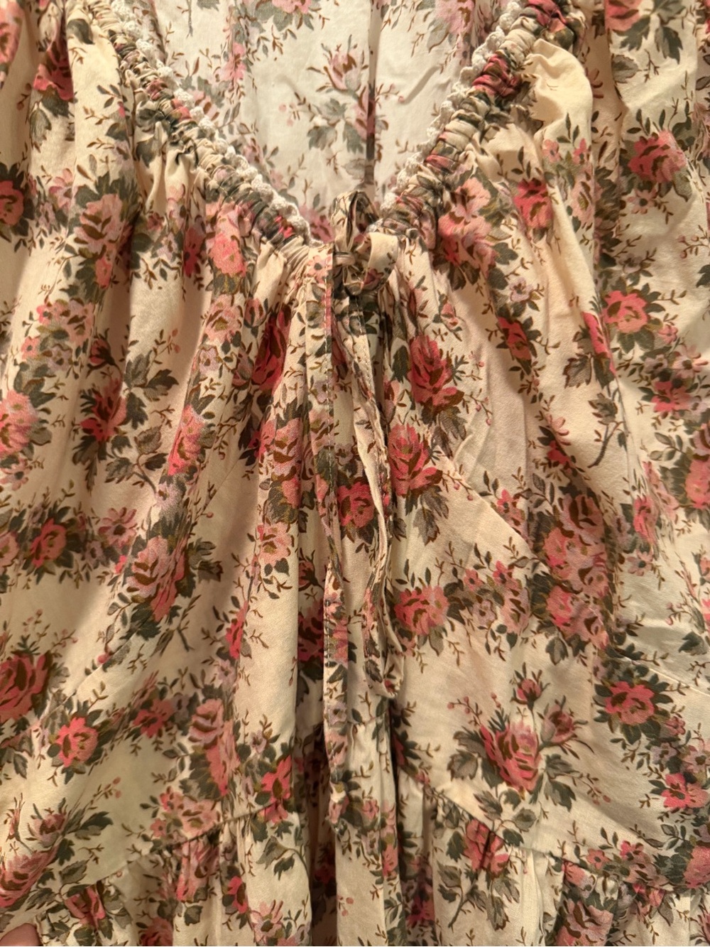 Christy Dawn Venus Floral Midi Dress in Cream and Pink - Picture 4 of 5